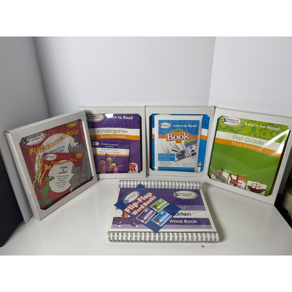 Hooked on Phonics Learn to Read Bonus Pack 2 Kindergarten First Grade DVD CD Kit